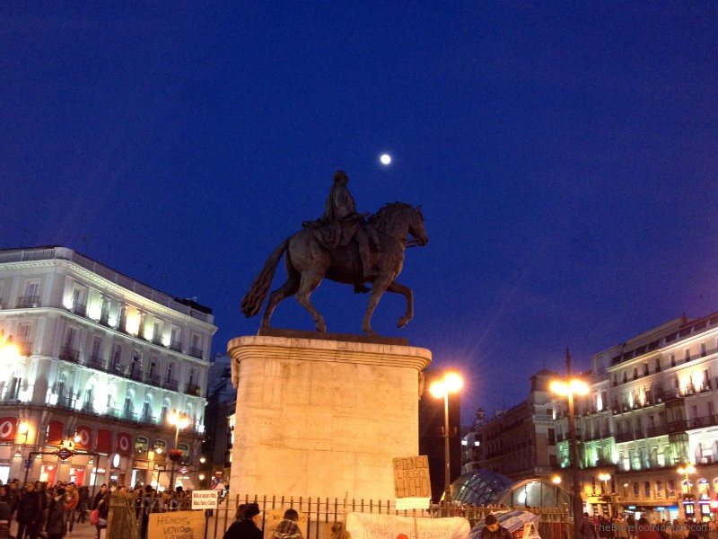 Moon over Plaza del Sol Madrid
