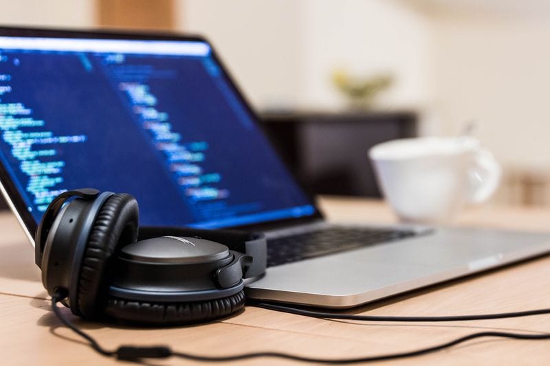 headphones and computer