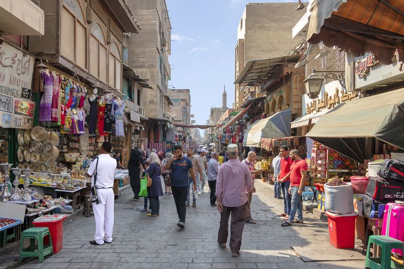 Walking Khan el Khalili bazaar in Cairo Egypt
