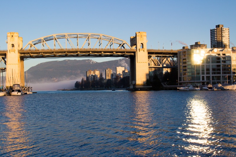 What to do, see and eat in Vancouver, British Columbia. Looking at the Burrard Street Bridge from Granville Island Vancouver